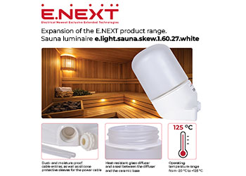 Expansion of the E.NEXT product range: sauna luminaire e.light.sauna.skew.1.60.27.white